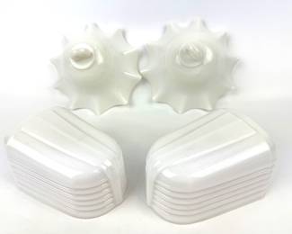 #278 • Four Vintage Light Covers - 2 Milk Glass Smoke Bells & 2 Wall Sconces
