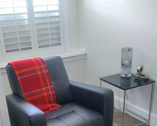 Faux leather armchair