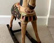 Antique hand painted and carved rocking horse