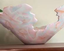 Italian pink and blue swirl decorative abstract bowl, signed by artist