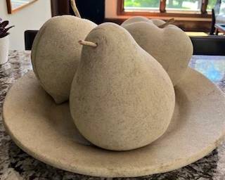 Large resin decorative pears and platter