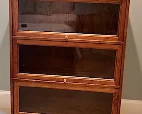 Mission Craftsman Oak Bookcase with glass panel doors
