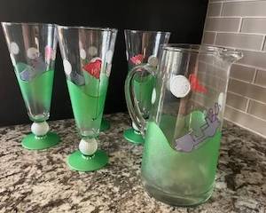 Beer glasses and pitcher detail