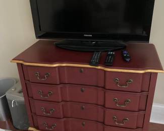 red antique chest of drawers