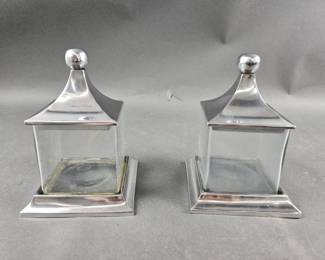 Lot 188 | 2 Glass and Pewter Square Hypothecary Jars