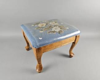 Lot 390 | Vintage Blue Embroidered Stool