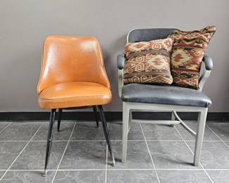 Lot 417 | Vtg MCM Orange & Remington Rand Chairs