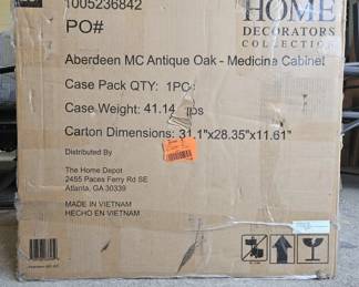 Lot 313 | New Home Decorators Oak Medicine Cabinet