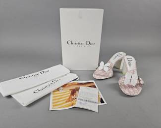 Lot 213 | Vintage Christian Dior Wmns Pink Logo Canvas Mules