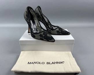 Lot 44 | Manolo Blahnik Sheer Lace Stilettos Size 36