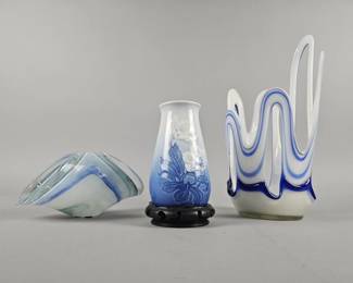Lot 424 | Vtg Copenhagen Vase & Blown Glass Decor