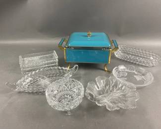 Lot 365 | Vintage Turquoise Chafing Dish & More