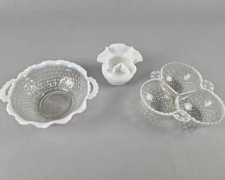 Lot 373 | Vintage Lenox Milk Glass & Opalescent Hobnail