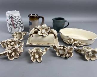 Lot 137 | Napkin Rings, Cheese Plate & Dish & Pitchers