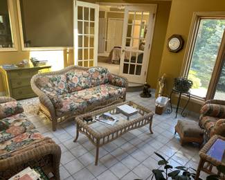 Buy it Now- 
Wicker Sofa-$250 
Love Seat-$200
Chair-$100
Coffee Table-$125
Small side table-$75
