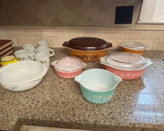 Pyrex Dishes, Bowls, cups, etc.