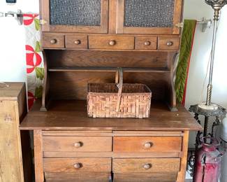 Antique Oak Hoosier Style cabinet