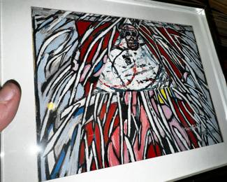 W. Hasse Wojtyla DEMON IN THE SHOWER oil & collage