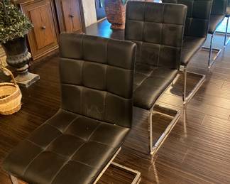 Set of 5 black modern dining chairs