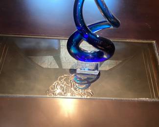 Glass top center of table