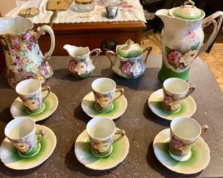 E & R German Porcelain Demitasse Cup and Saucer sets