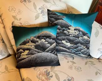 Pair of Asian Themed Throw Pillows