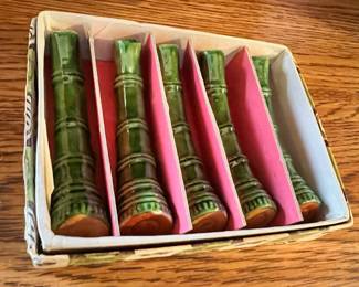 Set of 5 Ceramic Bamboo Chopstick Rests