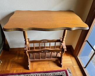Oak Side Table/Magazine Rack