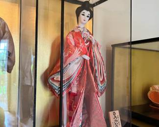 Japanese Geisha Doll with Display Case