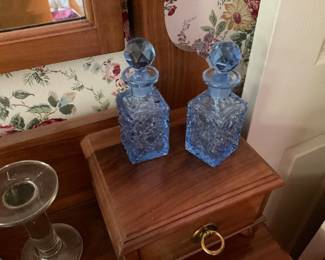 NICE VINTAGE BLUE GLASS PERFUMES 