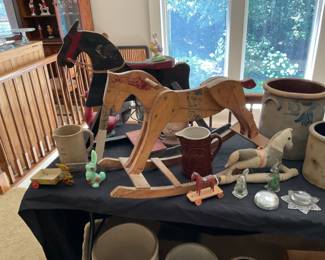 ANTIQUE ROCKING HORSES.  WOOD