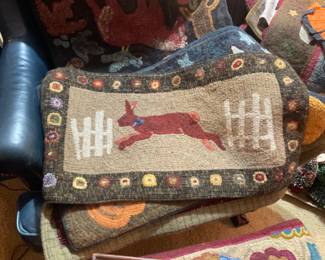 WOOL HOOK RUGS.  HAND MADE