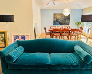 Baker Teal Camelback Sofa 