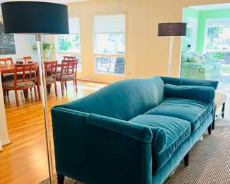 Baker Teal Camelback Sofa