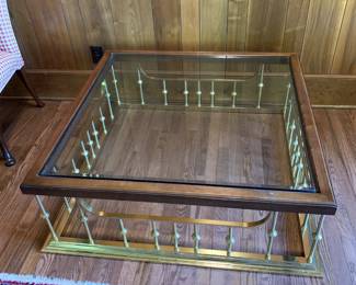 #13	Brass/Wood/Glass Coffee Top Table - 42sqx15	 $100.00 
