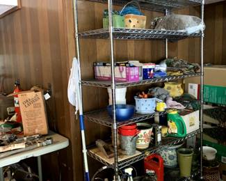 #128	Stainless Steel 6 Shelf Metal Shelf - on Wheels - 48x18x76 - adjustable	 $75.00 
