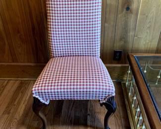 #14	Red/White Parsons Chair w/q/a legs (2) chairs	 $80.00 
