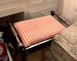 #165	Wood Vanity Stool w/needlepoint Top - 20x13x23	 $20.00 
