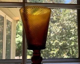 #182	Amber wine  glasses ball steam set of 7	 $36.00 
