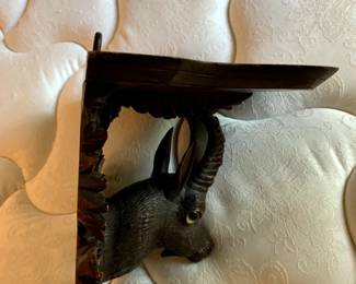 #51	Black ForestWood Shelf of Animal w/horns - 12x8x11	 $150.00 
