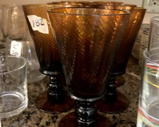 #182	Amber wine  glasses ball steam set of 7	 $36.00 
