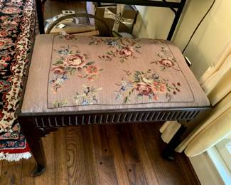 #26	Needlepoint Vanity Stool w/wood legs - 26x16x18	 $40.00 
