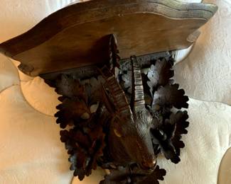 #51	Black ForestWood Shelf of Animal w/horns - 12x8x11	 $150.00 
