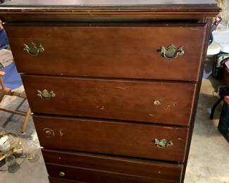 #104	Wood 5 Drawer Chest of Drawers (missing handles) - 30x17x48	 $40.00 
