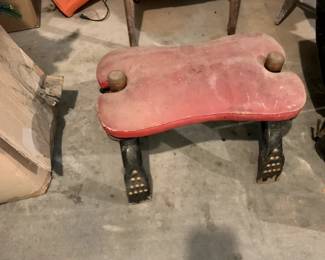 #110	Red Leather Top Camel Stool (Asian, nailhead trim)	 $20.00 
