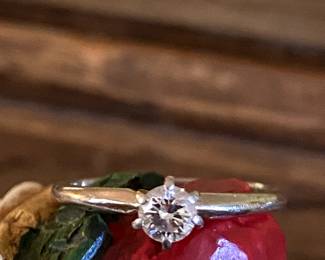 #216 1/4 caret diamond white gold Ring size 5  $300.00 			
