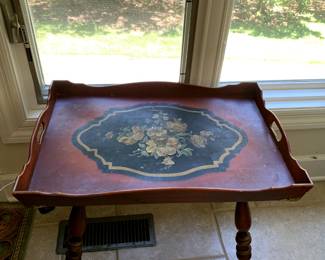 #10	Red Painted Tray Table w/Flowers - 25x17x20	 $30.00 
