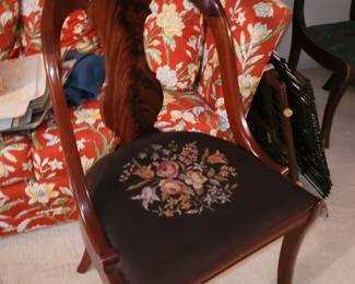 Flamed mahogany needlepoint chair