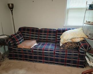 Plaid sleeper sofa very clean