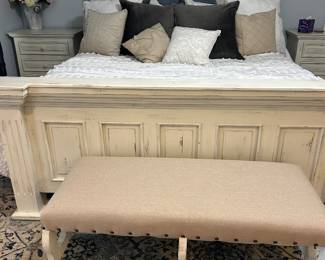 King bedroom suite, 2 night stands, chest/dresser, bench - each sold separately
